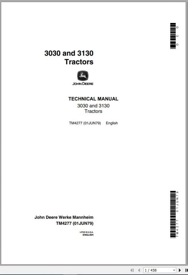 John Deere Tractors 3030 3130 Technical Manual TM4277 1