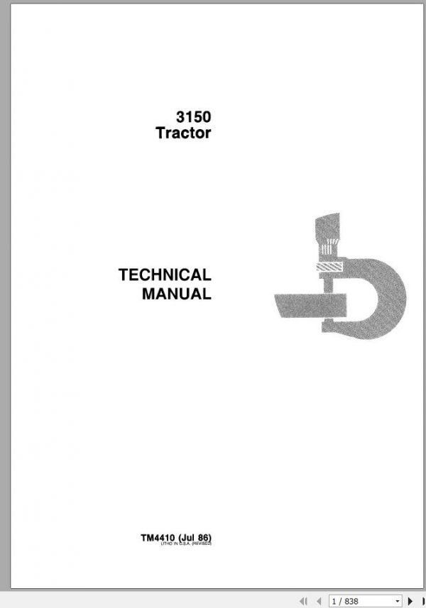 John Deere Tractors 3150 Technical Manual TM4410 1