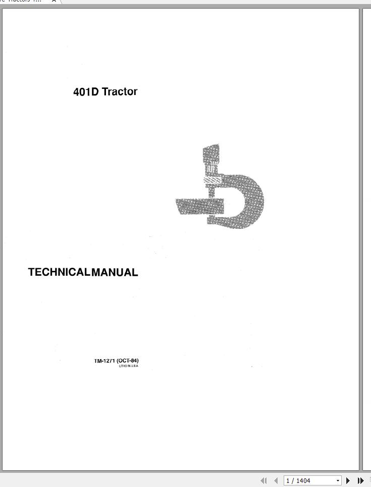 John Deere Tractors 401D Technical Manual TM1271 1