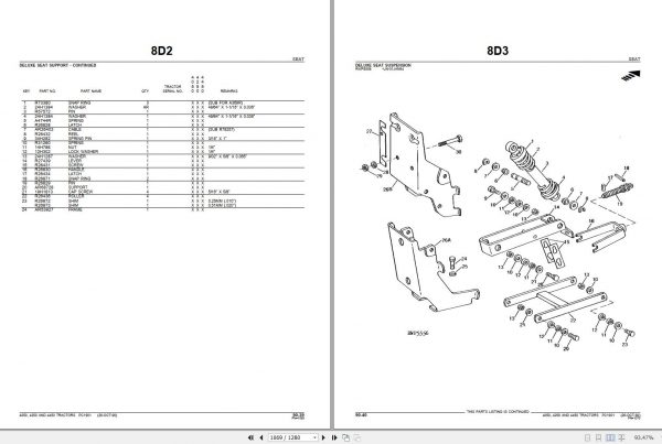 John Deere Tractors 4050 4250 4450 Parts Catalog PC1901 3