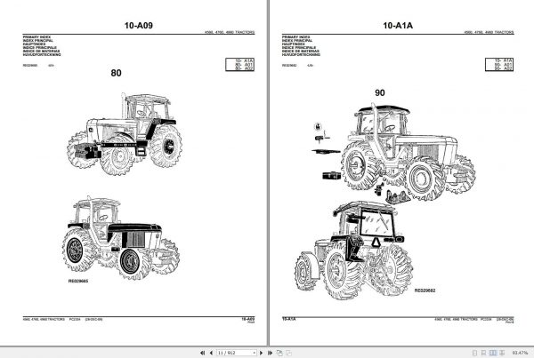 John Deere Tractors 4560 4760 4960 Parts Catalog PC2334 2009 2