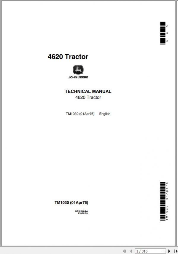 John Deere Tractors 4620 Technical Manual TM1030 1