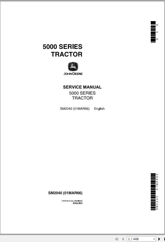 John Deere Tractors 5000 Series Service Manual SM2040 1