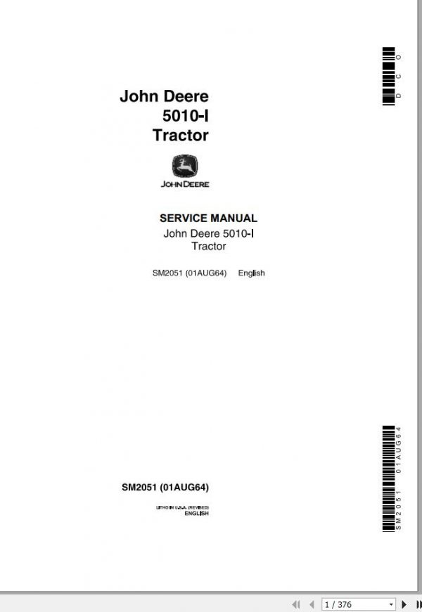 John Deere Tractors 5010 I Service Manual SM2051 1