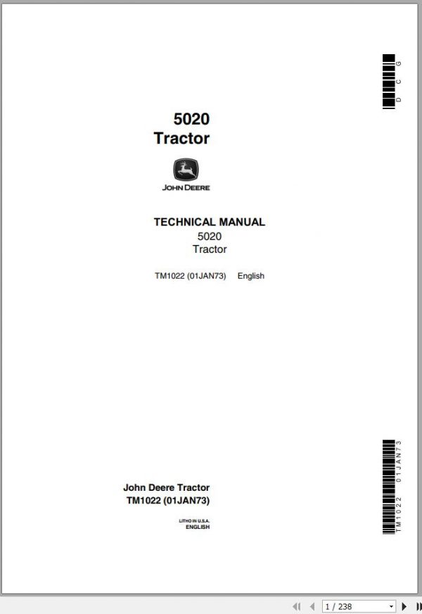 John Deere Tractors 5020 Technical Manual TM1022 1