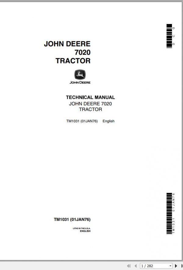 John Deere Tractors 7020 Technical Manual TM1031 1