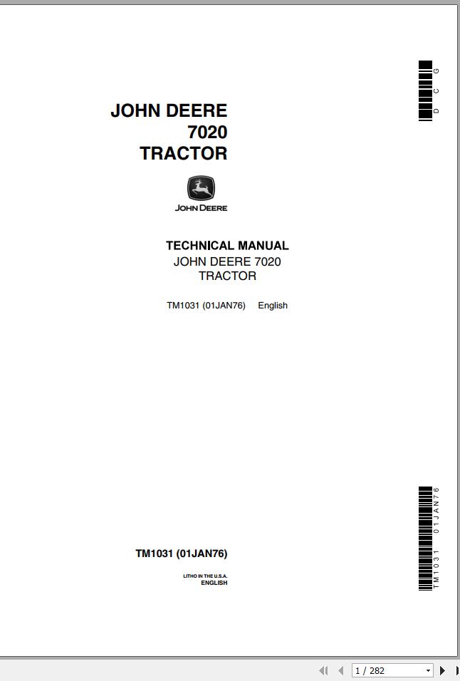 John Deere Tractors 7020 Technical Manual TM1031 1