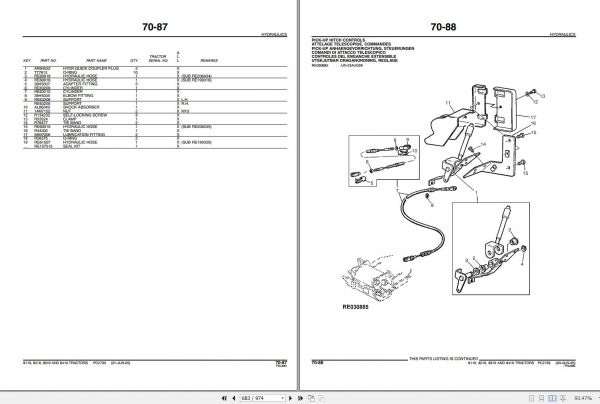 John Deere Tractors 8110 8210 8310 8410 Parts Catalog PC2733 2006 3