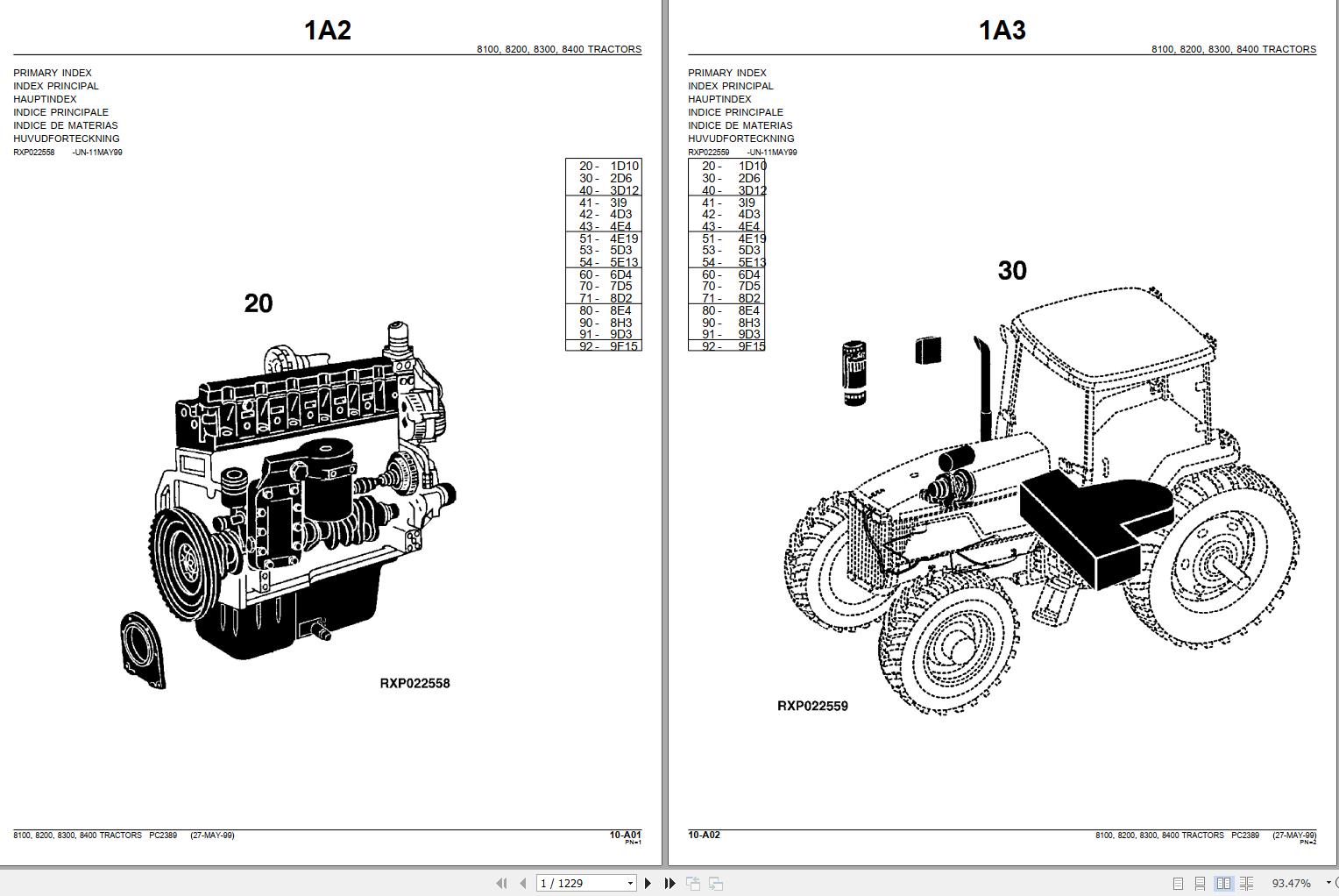John Deere Tractors 81200 8200 8300 8400 Parts Catalog PC2389 2009 1