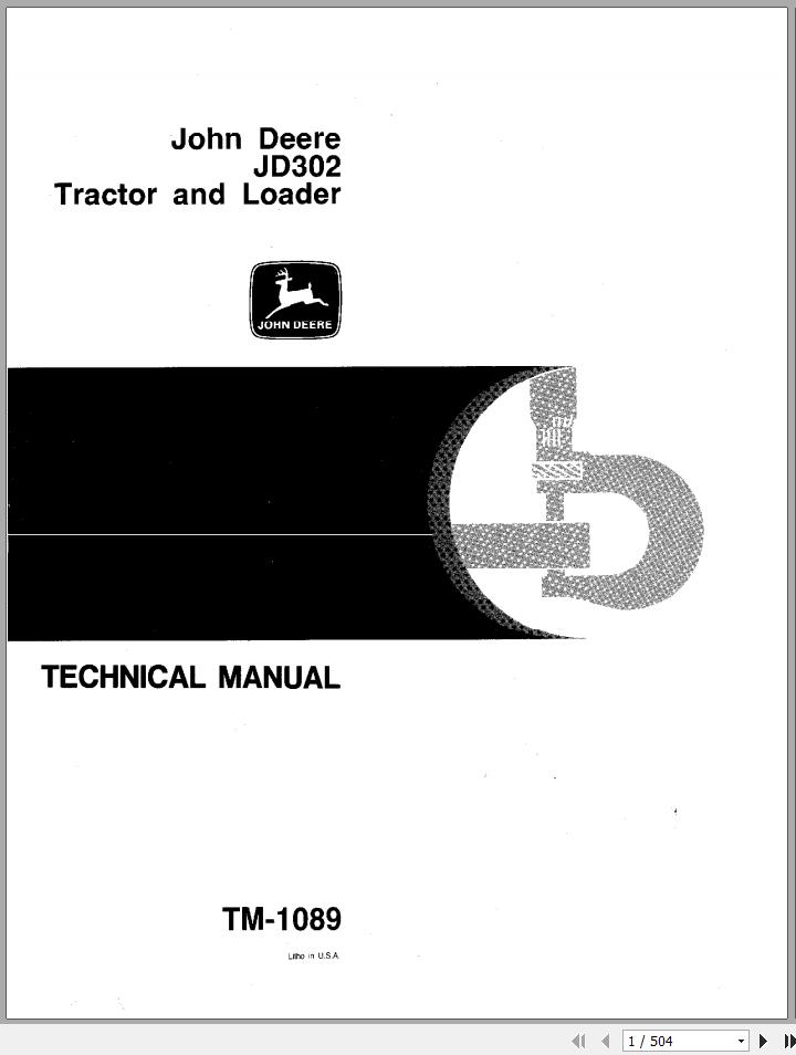 John Deere Tractors Loaders JD302 Technical Manual TM1089 1