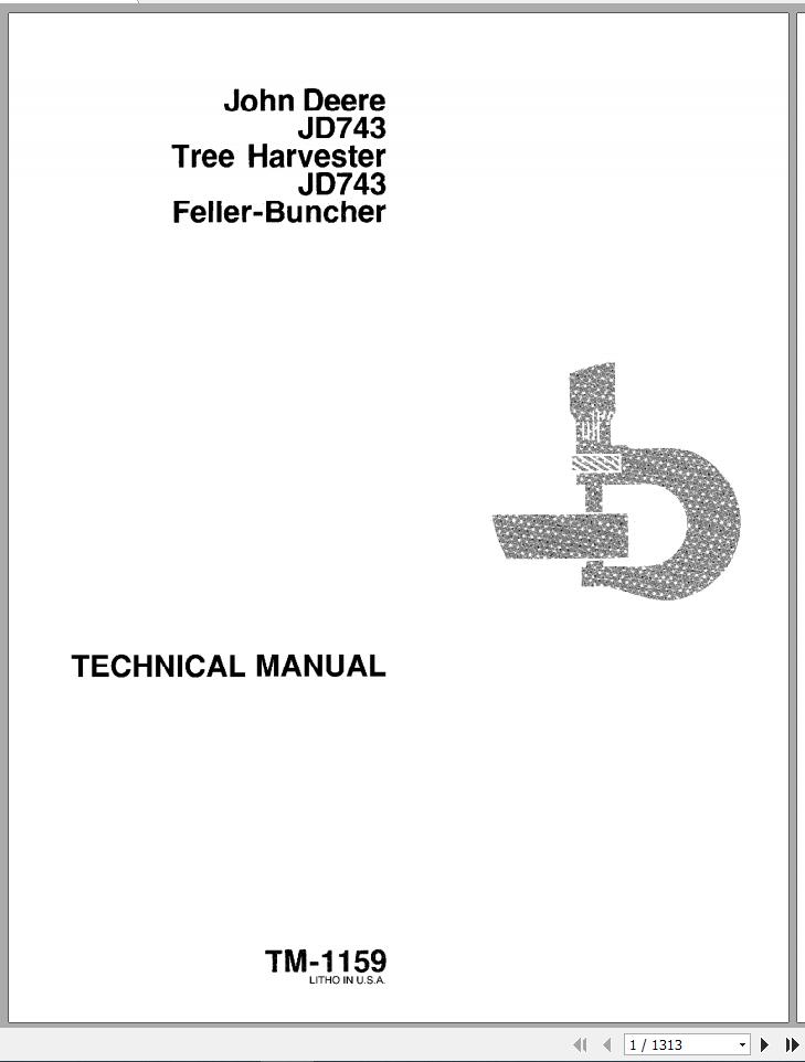 John Deere Tree Harvester JD743 Technical Manual TM1159 1