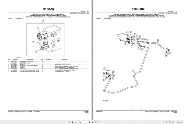 John Deere Utility Loader 444J Parts Catalog 611274 PC9338 2007 3
