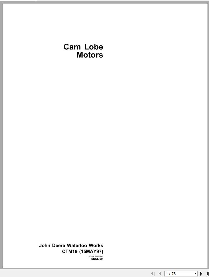 John Deere Waterloo Works Cam Lobe Motors Technical Manual CTM19 1