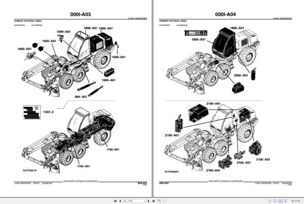 John Deere Wheel Harvester 0001 0997 1270D Parts Catalog PC9211 2007 2