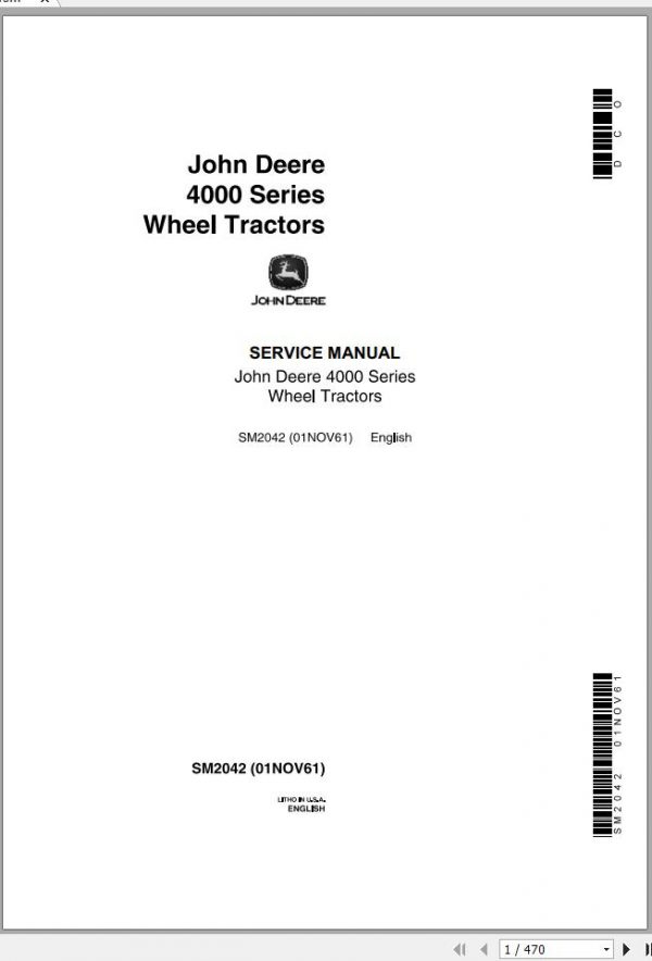 John Deere Wheel Tractors 4000 Series Service Manual SM2042 1
