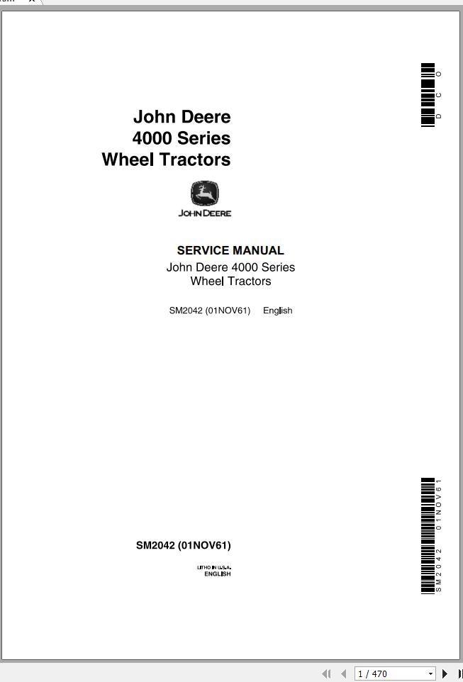 John Deere Wheel Tractors 4000 Series Service Manual SM2042 1