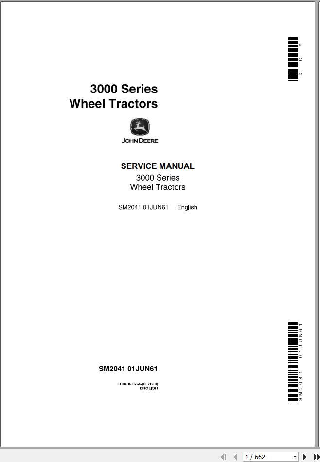 John Deere Wheeld Tractors 3000 Series Service Manual SM2041 1