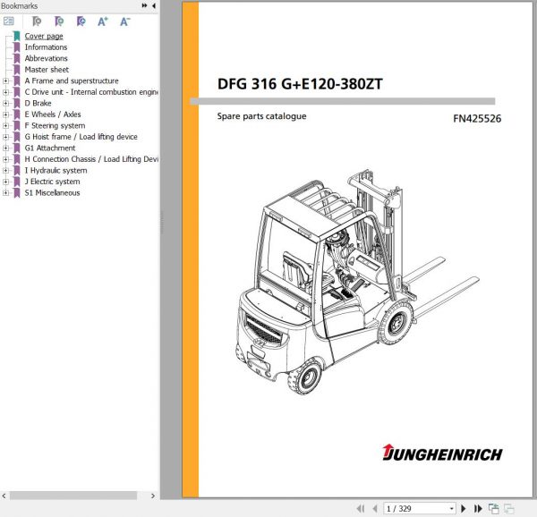 Jungheinrich Forklift DFG 316 GE120 380ZT Spare Parts Manual FN425526 1
