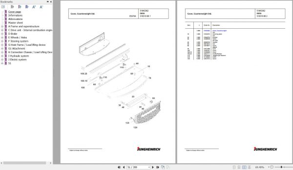 Jungheinrich Forklift DFG 316 GE120 380ZT Spare Parts Manual FN427220 3