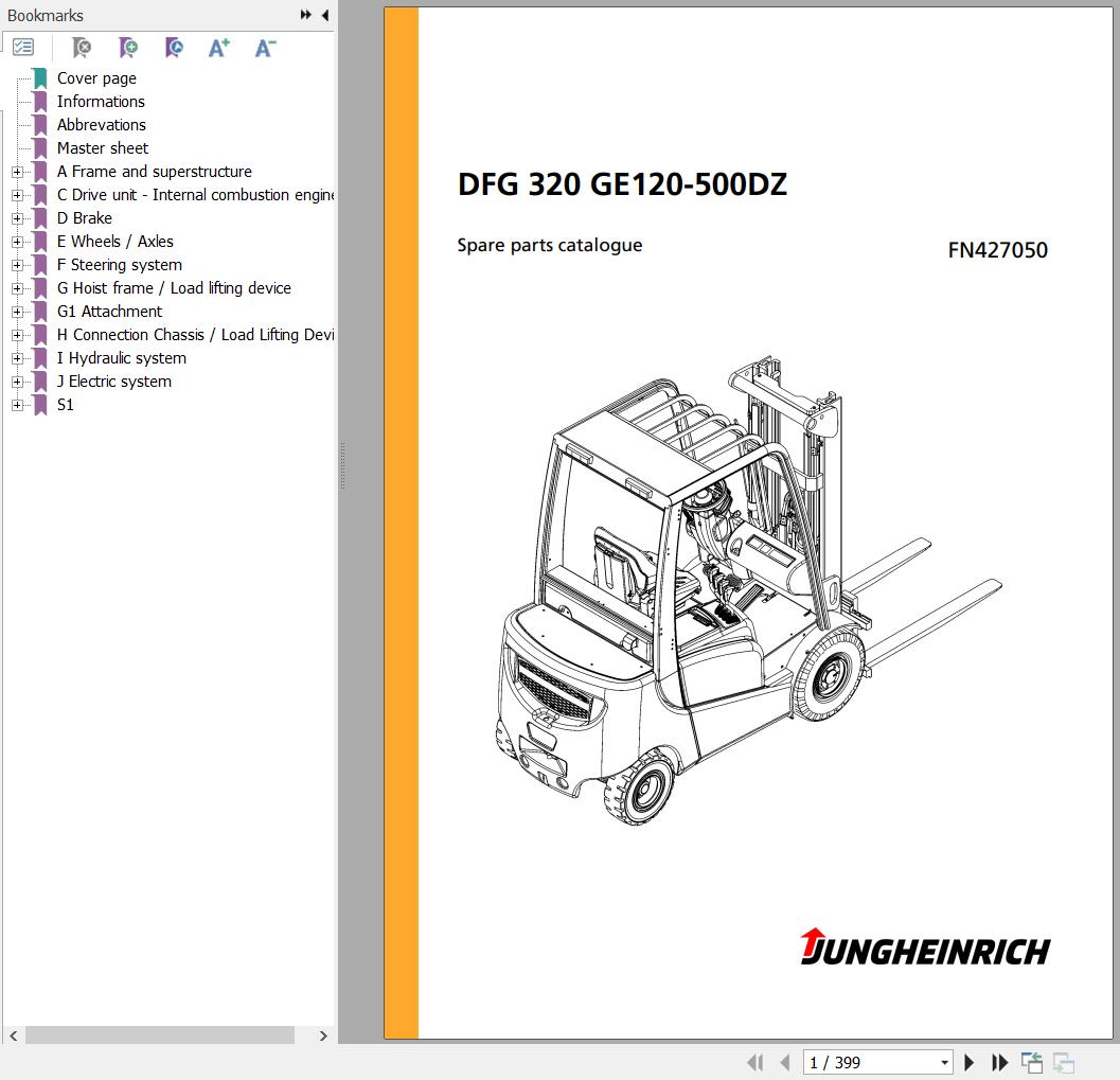 Jungheinrich Forklift DFG 320 GE120 500DZ Spare Parts Manual FN427050 1