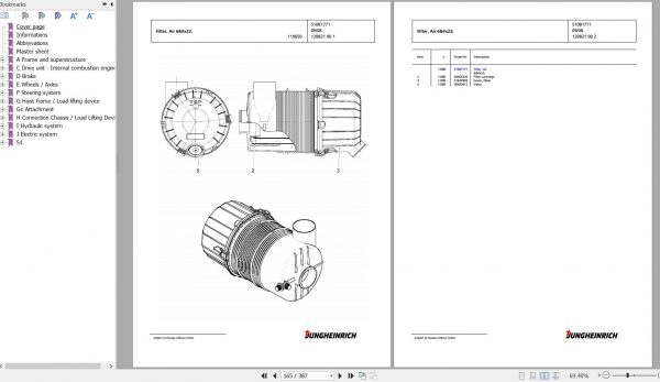 Jungheinrich Forklift DFG 425 G120 440DZ Spare Parts Manual FN427136 3