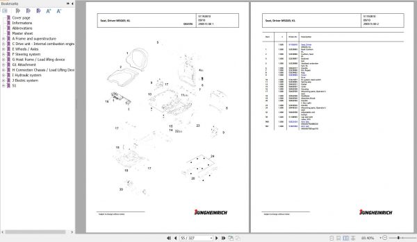 Jungheinrich Forklift DFG 425s GE100 470DZ Spare Parts Manual FN427112 2