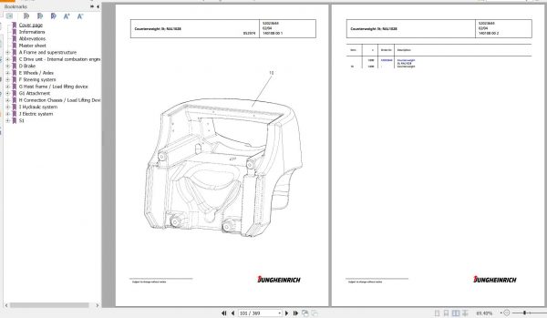 Jungheinrich Forklift DFG 430 G150 470DZ Spare Parts Manual FN426566 2 1