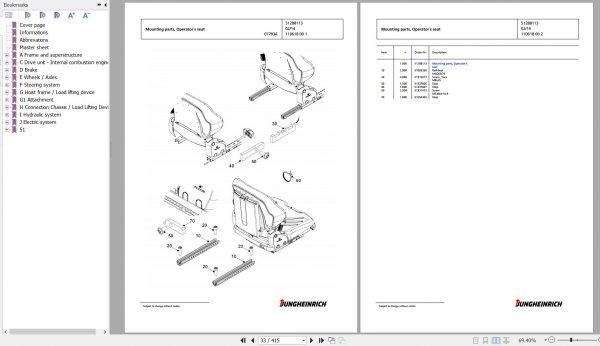 Jungheinrich Forklift DFG 430 GE105 600DZ Spare Parts Manual FN575540 2