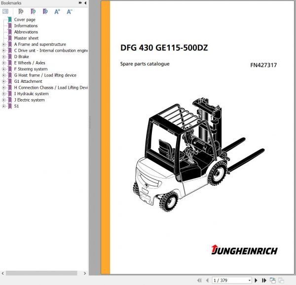 Jungheinrich Forklift DFG 430 GE115 500DZ Spare Parts Manual FN427317 1