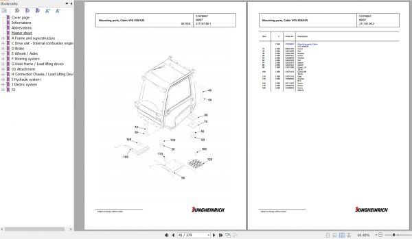 Jungheinrich Forklift DFG 430 GE115 500DZ Spare Parts Manual FN427317 3