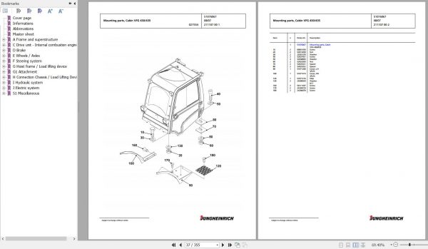 Jungheinrich Forklift DFG 430 GE115 500DZ Spare Parts Manual FN427318 944 3
