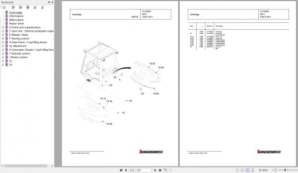 Jungheinrich Forklift DFG 430s G100 450ZT Spare Parts Manual FN427075 3