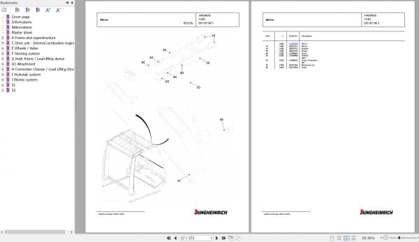 Jungheinrich Forklift DFG 430s G100 450ZT Spare Parts Manual FN427076 2