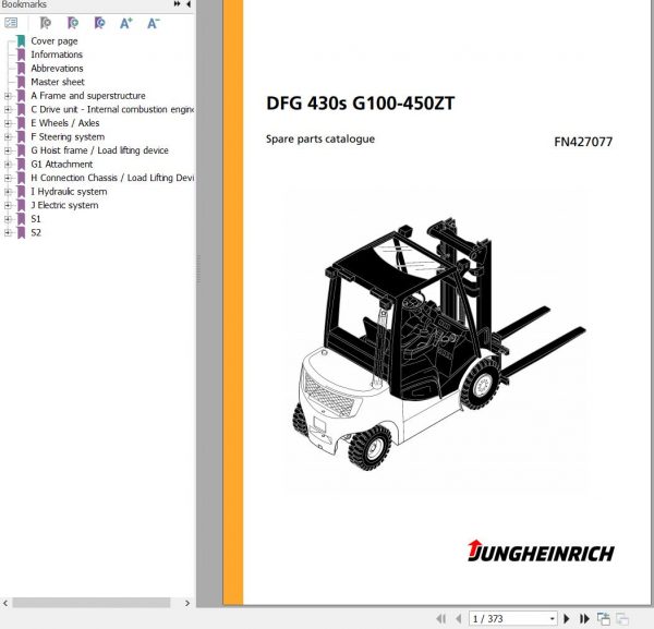 Jungheinrich Forklift DFG 430s G100 450ZT Spare Parts Manual FN427077 1