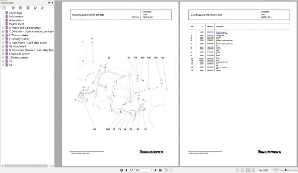 Jungheinrich Forklift DFG 430s G100 450ZT Spare Parts Manual FN427077 3