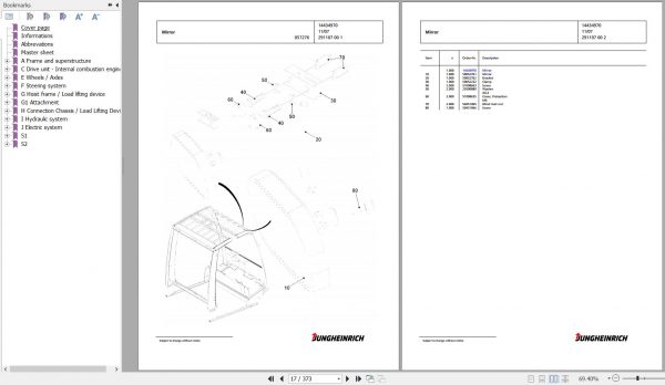 Jungheinrich Forklift DFG 430s G100 450ZT Spare Parts Manual FN427078 2