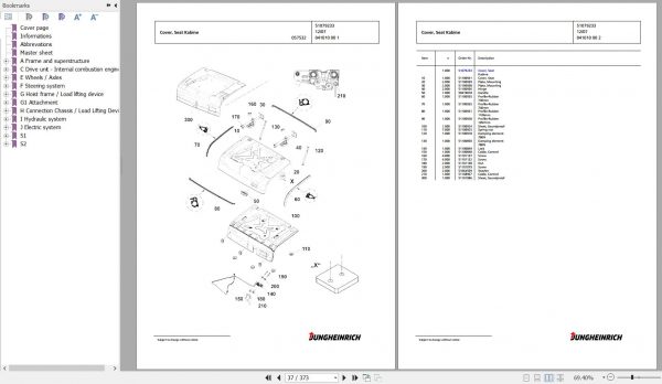 Jungheinrich Forklift DFG 430s G100 450ZT Spare Parts Manual FN427079 2