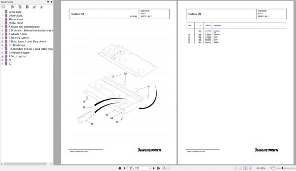 Jungheinrich Forklift DFG 430s G100 450ZT Spare Parts Manual FN427087 2