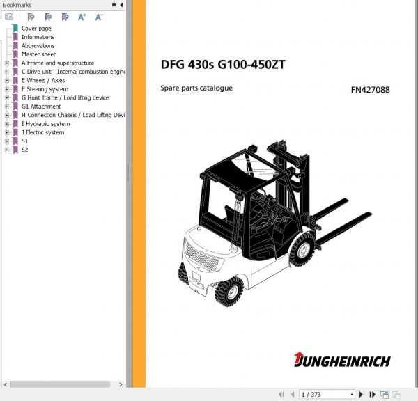 Jungheinrich Forklift DFG 430s G100 450ZT Spare Parts Manual FN427088 1