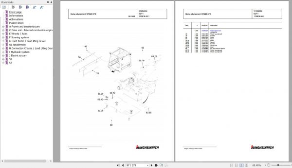 Jungheinrich Forklift DFG 430s G100 450ZT Spare Parts Manual FN427088 2