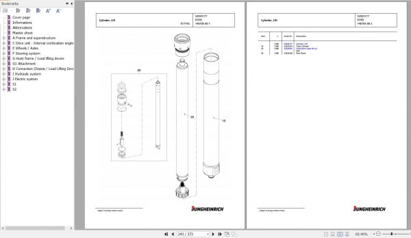 Jungheinrich Forklift DFG 430s G100 450ZT Spare Parts Manual FN427088 3