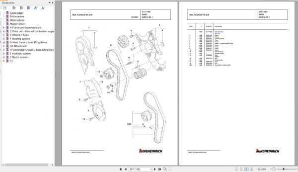 Jungheinrich Forklift DFG 430s GE100 440DZ Spare Parts Manual FN427062 3