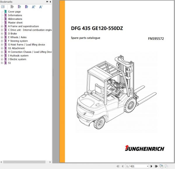 Jungheinrich Forklift DFG 435 GE120 550DZ Spare Parts Manual FN595572 1