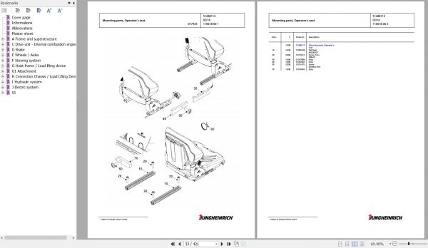 Jungheinrich Forklift DFG 435 GE120 550DZ Spare Parts Manual FN595572 2