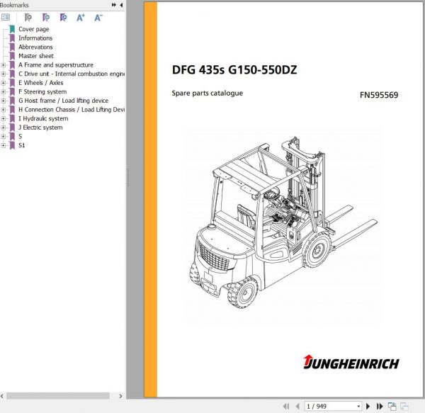 Jungheinrich Forklift DFG 435s G150 550DZ Spare Parts Manual FN595569 1