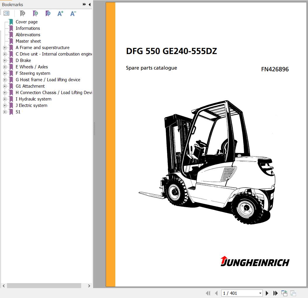 Jungheinrich Forklift DFG 550 GE240 555DZ Spare Parts Manual FN426896 1