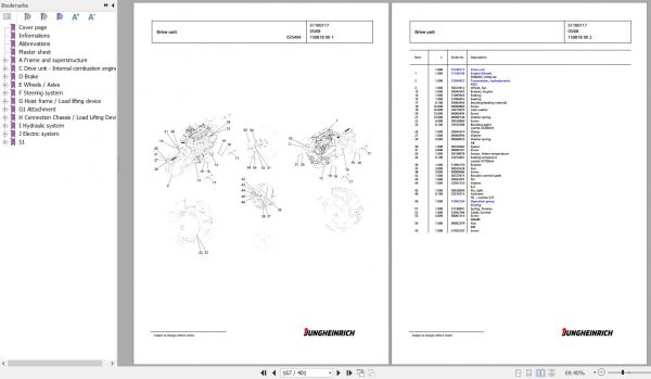 Jungheinrich Forklift DFG 550 GE240 555DZ Spare Parts Manual FN426896 2