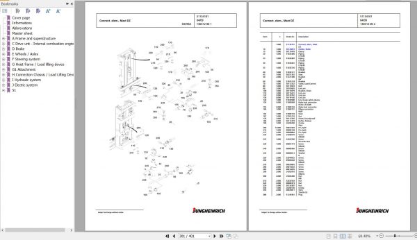 Jungheinrich Forklift DFG 550 GE240 555DZ Spare Parts Manual FN426896 3