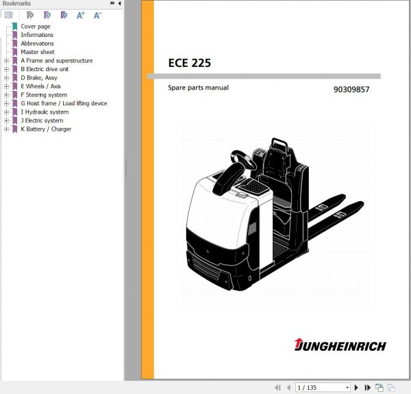 Jungheinrich Forklift ECE 225 Spare Parts Manual 90309857 1