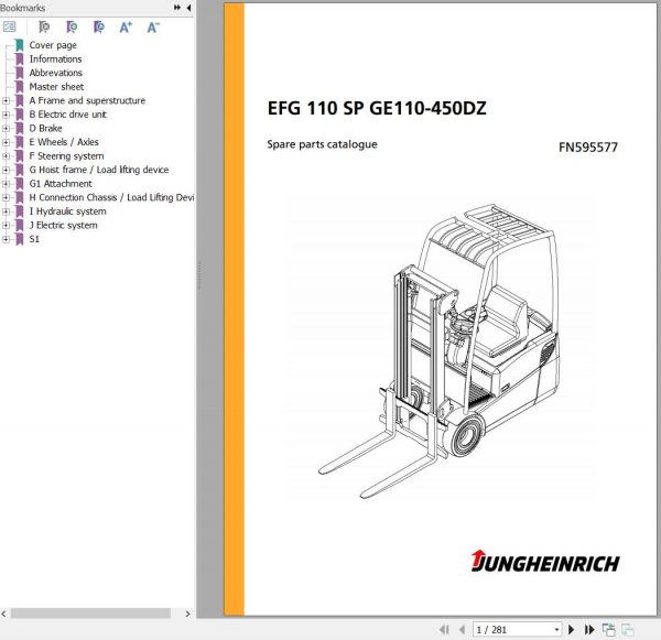 Jungheinrich Forklift EFG 110 SP GE110 450DZ Spare Parts Manual FN595577 1